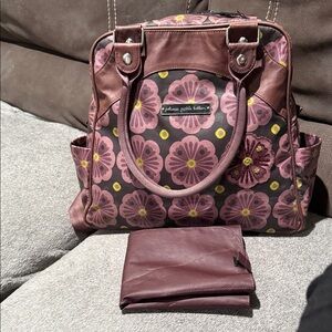 Petunia Pickle Bottom purple and Brown Floral Baby Bag